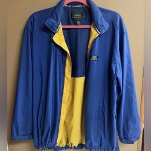 Vintage Lauren Ralph Lauren Blue and Yellow Windbreaker/Track Jacket (prep)